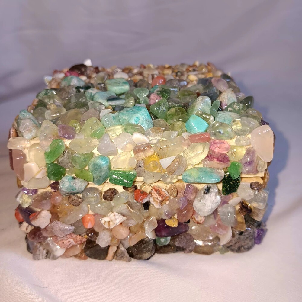 For the Love of the Ocean Crystal, Shells, Wooden Box with a Sodalite Heart